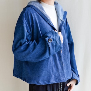 Women Hooded Denim Jackets, Handmade Big Pockets Hooded Coat Retro Denim Coat Plus Size Denim Coat Casual Cowboy Jackets Long Sleeve Jackets
