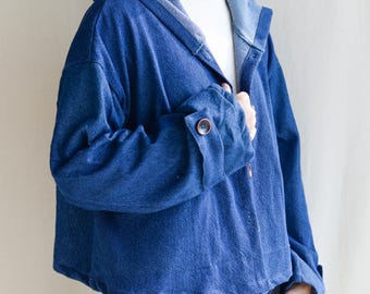 Women Handmade Hooded Denim Jacket: Retro Cotton Cowboy Coat