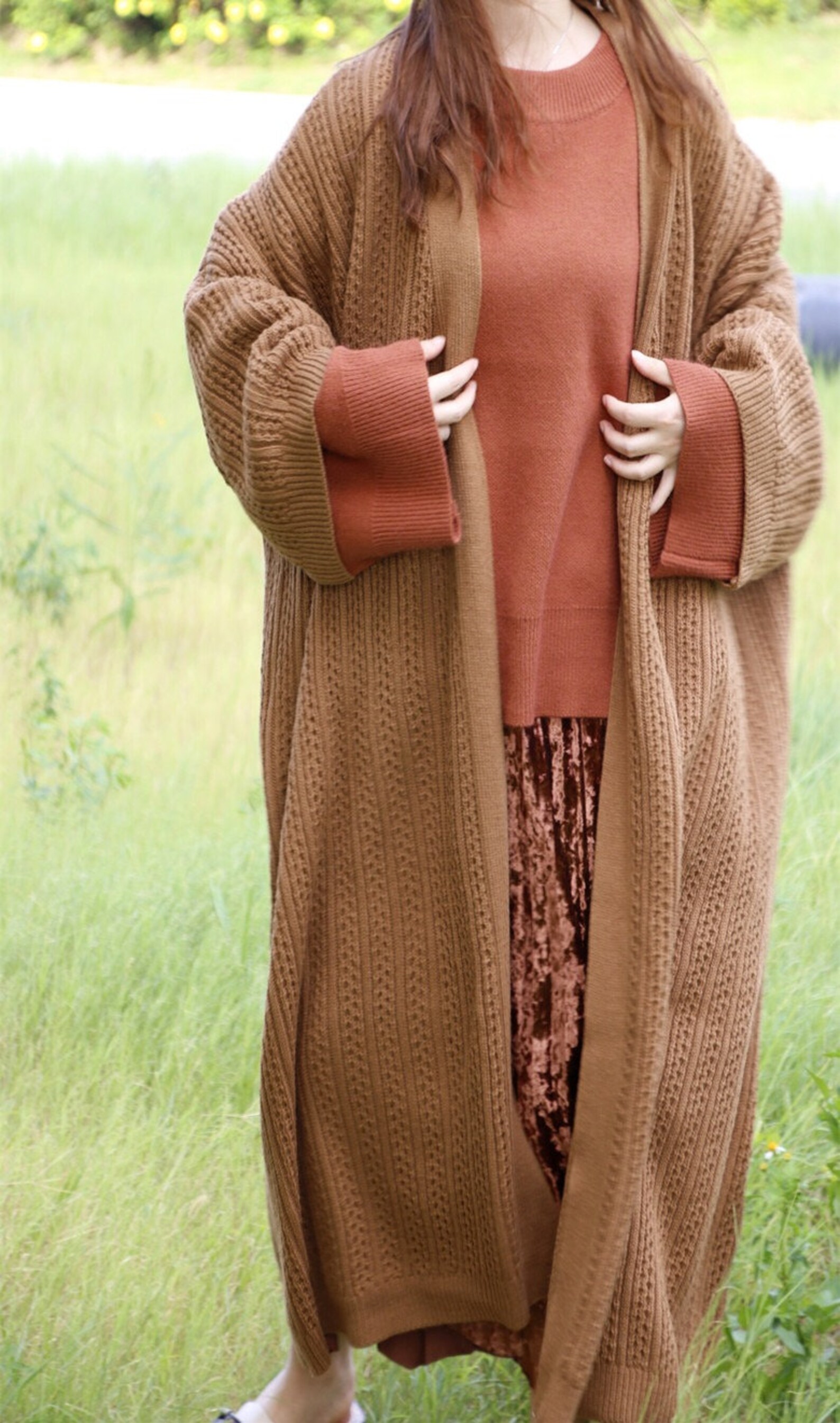 Women Wool Long Collared Knit Duster Cardigan Sweater Maxi Etsy Canada