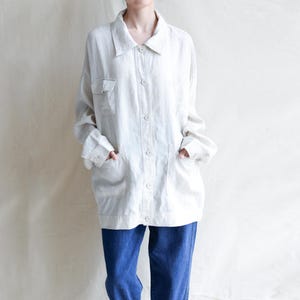 Oversized Long Sleeves Shirts Linen Blouse Tops, Casual Shirts, Ladies Linen Blouse, Handmade Linen Shirts, Irregular Big Pockets Shirts