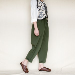 Women Soft Cotton Cropped Pants Vintage Relaxed Fit Pants Original Cozy Cropped Pants Vintage Baggy Pants Legging Pants Elastic Waist Pants