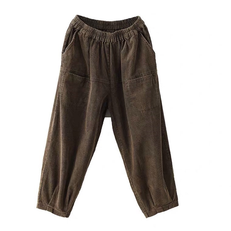 Women Retro Corduroy Pants Loose Pants Handmade Unique Women Retro Corduroy Pants Loose Pants Handmade Unique
