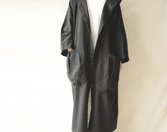 Long Hooded Coat Oversized Denim Long Coat Thin Fabric Maxi Coat for Woman Washed Cardigan Oversized Coat Black Hooded Coat Maxi Overcoat