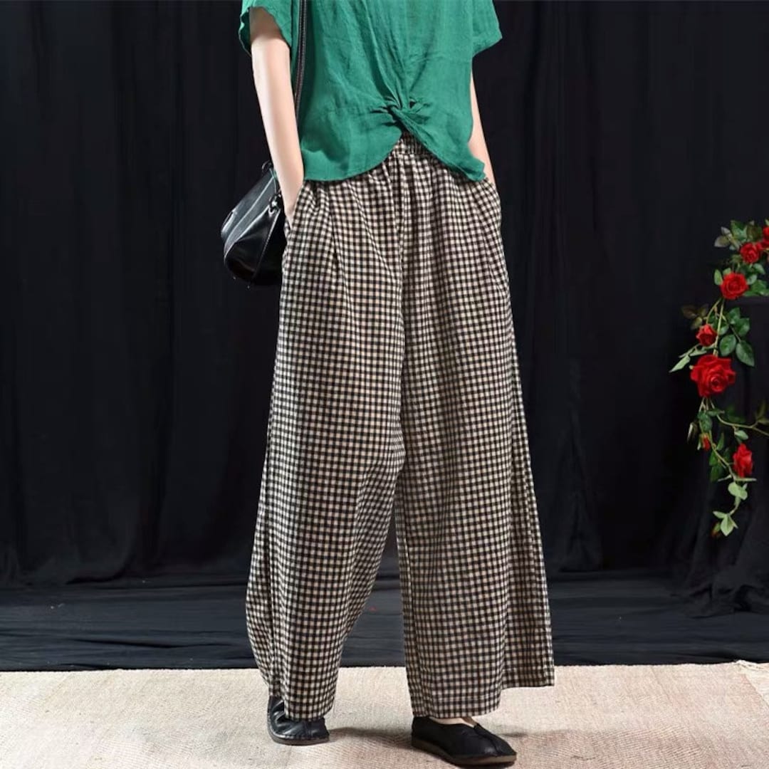 Men's VTG 1970s Yellow & Blue Plaid Lee Pants Sz 30x32 70s