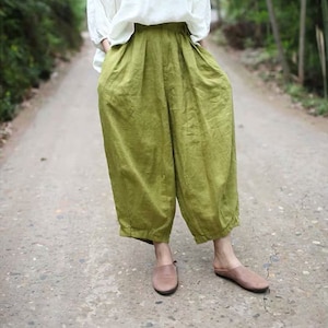 Women Lantern Linen Trousers Retro Ramie Pants Meditation - Etsy