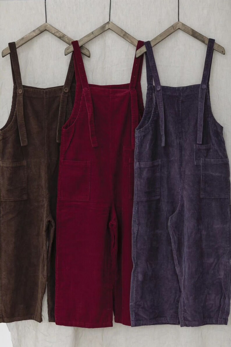 Women Purple Leisure Corduroy Overalls Dungarees Winter Fall Etsy