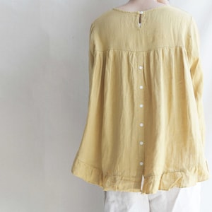 Leisure Linen Top For Women, Washed Comfy Linen Top, Casual Tops For Women, Personalized Long Sleeves Top, Customized Breathable Linen Top