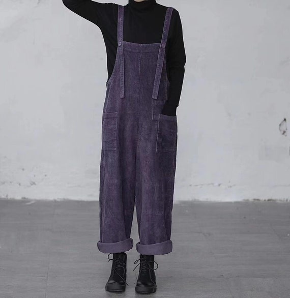 purple corduroy overall dress