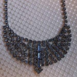 ¡Collar vintage de diamantes de imitación de estilo marino aguamarina, grueso!