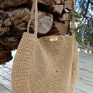 Crochet  jute bag boho Jute shoulder bag Jute handbag Crochet round bag Ecofriendly jute bag Vegan bag Jute beach bag handmade jute
