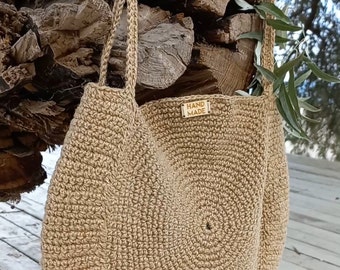 Crochet  jute bag Jute shoulder bag circle bag round bag ecofriendly Vegan bag Jute beach bag natural jute bag jute purse jute handbag