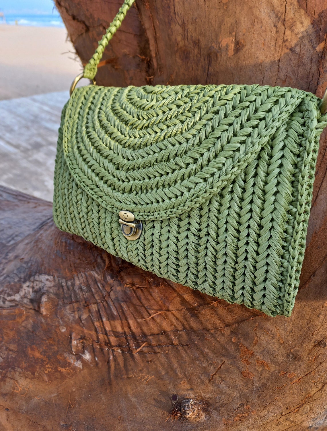 Crochet Raffia Clutch Bag Straw Raffia Crossbody Bag Woven Etsy