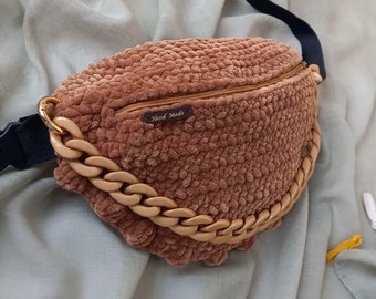 Plush belt bag Boho belt bag Womens fanny pack Woven belt bag women Handmade waist bag gift Straw fanny pack Phone bag crossbody