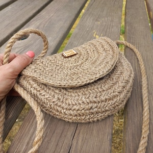 Gehäkelte Jutetasche handmade Jutetasche Crossbody-tasche Stroh häkeln natürlicher Jutebeutel umweltfreundliche Jutehandtasche Sommer Vegan Tasche Jutetasche Handtasche
