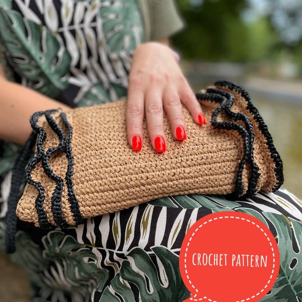 Raffia clutch bag PATTERN Crochet raffia wristlet purse pattern Instant PDF Digital Download Crochet bag pattern PDF crochet Pattern