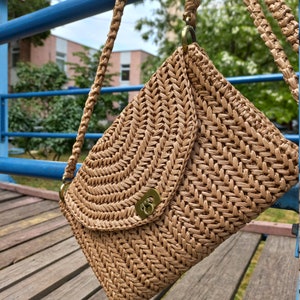 Raffia crossbody bag Crochet raffia bag Raffia clutch bag Raffia handbag Woven clutch straw vintage raffia bag raffia purse