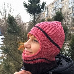 Hand Knit Balaclava, Unisex Balaclava Hood, Red Warm Winter Hand Knit Balaclava, Unisex Balaclava Hood, Red Warm Winter