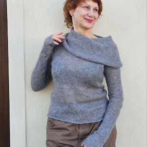 Mohair sweater hand knit sweater light sweater handmade off shoulder sweater summer sweater bridal sweater slouchy knit sweater