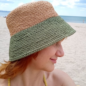 Crochet bucket hat straw hat Summer raffia hat women raffia bucket hat Sun hat raffia crochet Beach hat raffia crochet sun hat