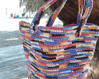 Hand Woven bag Designer beach bag crochet tote handbag summer multi-coloured bag Handmade Bag Knitted bag woman Shoulder Bag crochet