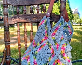 Oma vierkante tas gehaakte bloementas Oma vierkante draagtas zonnebloem tas gehaakte schoudertas hippietas vegan tas gehaakte strandtas hippietas