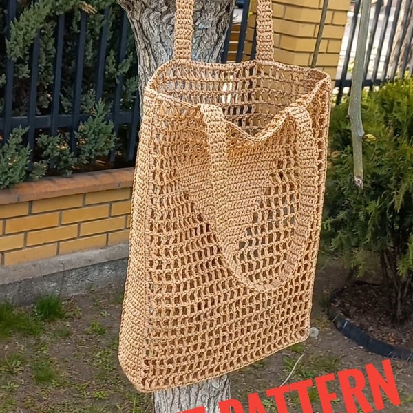 Raffia tote bag PATTERN Crochet bag pattern Instant PDF Digital Download Woven raffia bag PDF crochet Pattern Crochet raffia bag