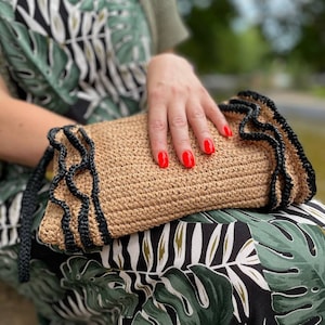 Gehäkelte Tasche aus Bast Handgemachte Clutch Stroh Handtasche Handgemachte Clutch Stroh Handtasche Handgemachte Brauttasche Handgemachte Brauttasche