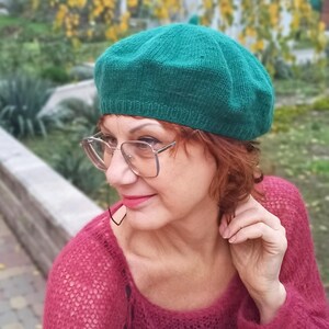 Slouchy Beret Wool Beret Painters Hat Oversized Beret Green 