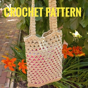 Raffia tote bag PATTERN Crochet bag pattern Instant PDF Digital Download Woven raffia bag PDF crochet Pattern crochet tote bag raffia