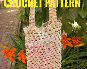 Raffia tote bag PATTERN Crochet bag pattern Instant PDF Digital Download Woven raffia bag PDF crochet Pattern crochet tote bag raffia