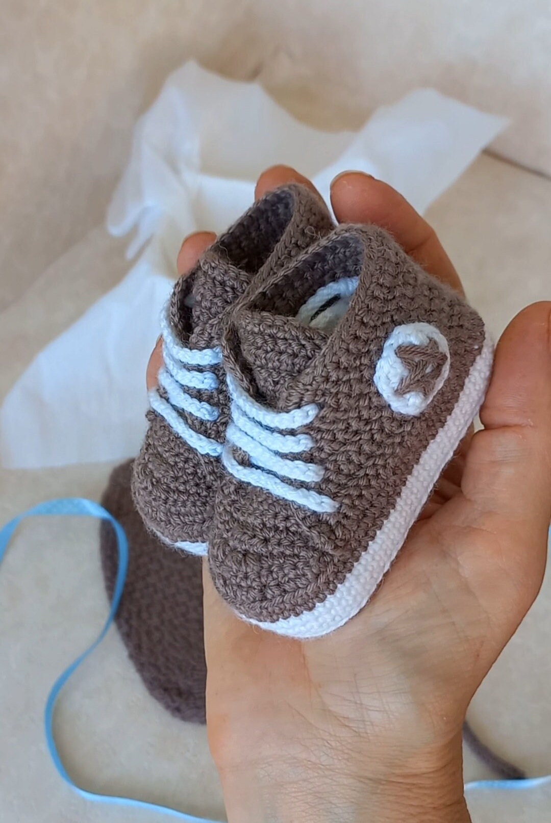 Infant Shoes Boy Crochet Baby Shoes Brown Newborn Shoes Gift Etsy