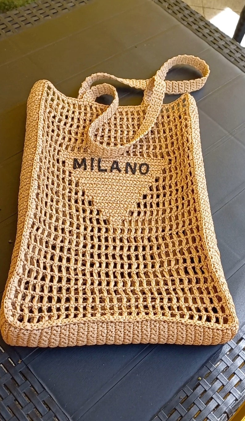 Crochet Raffia Bag Beige Raffia Shoulder Bag Straw Raffia Etsy