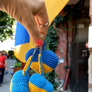 Crochet Ukrainian hearts blue yellow heart Keychain crochet Ukrainian keyring Ukrainian flag Made from Ukraine Ukrainian shops