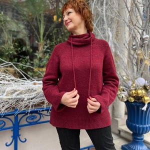 Chunky knit sweater wool handknit sweater soft sweater women handknit sweater slouchy sweater handmade sweater purple slouchy pullover