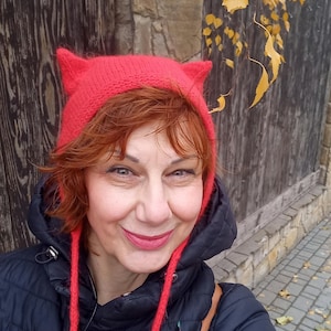 Cat ear beanie knit bonnet PATTERN knit hat Instant PDF Digital Download Cat ear bonnet Kitty bonnet knitted adult bonnet winter bonnet
