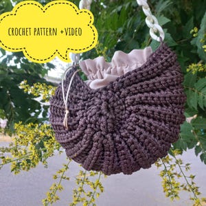 Seashell bag crochet bag pattern handbag Shell Bag boho bag pattern round bag circle bag handmade clutch Instant PDF Digital Download
