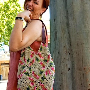 Сrochet flower bag Granny square bag Sunflower Bag Granny square tote Crochet beach bag Afghan bag Vegan bag summer handbag shoulder bag