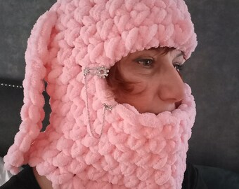 Fashion balaclava with ears Full face mask balaclava knit hat Funny Balaclava gift Bunny ski mask handmade balaclava knit hood