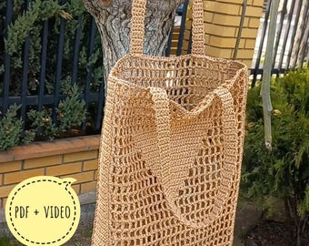 Crochet raffia bag crochet bag PATTERN raffia tote straw handbag raffia handmade raffia bag raffia purse pdf crochet pattern