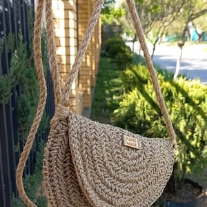 Jutetasche Jutetasche Häkeltasche Sommerhandtasche Jutetasche Natürliche Jutetasche Vegane Tasche Jutetasche Handtasche Stroh Crossbody zu häkeln