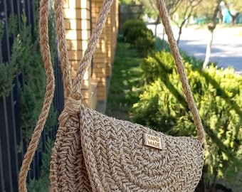 Jute bag crochet crossbody summer handbag jute natural jute bag Vegan bag jute purse small crochet bag ecofriendly bag straw crossbody