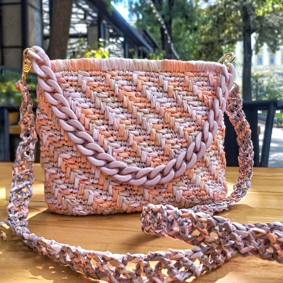 Bolso de rafia de crochet Bolso bandolera de rafia Bolso de mano
