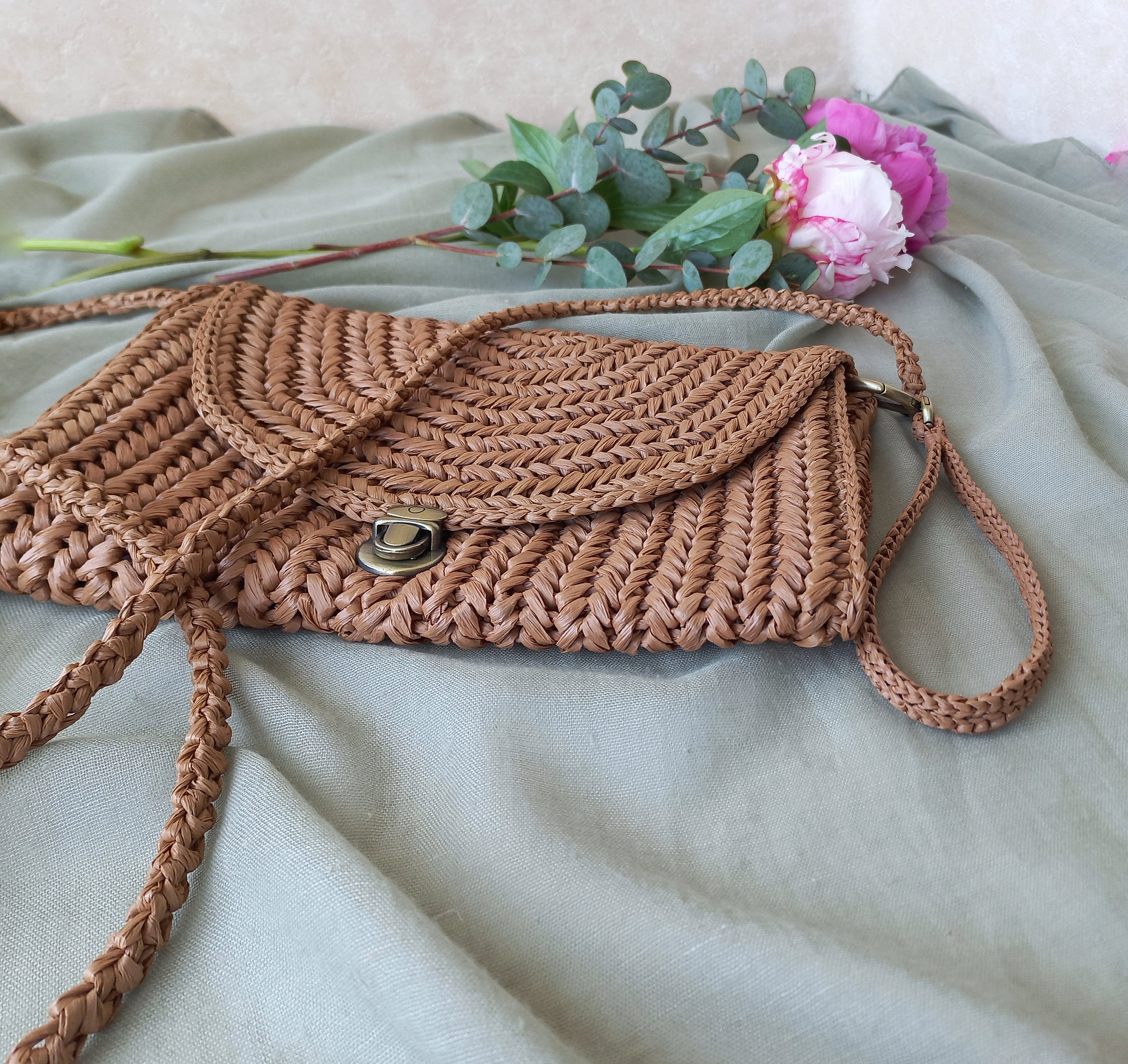 Straw Summer Raffia Crossbody Bag Crochet Raffia Bag Raffia 