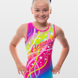 Zayla Rainbow Girls Personalised Name Sleeveless Gymnastics Leotard
