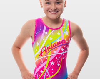 Zayla Rainbow Girls Personalised Name Sleeveless Gymnastics Leotard