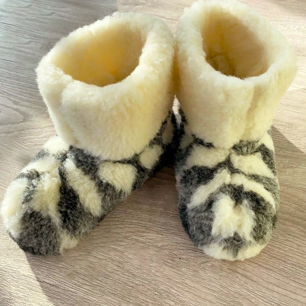 Home Winter Slippers. Sheep Wool Home Shoes. Warm Ukrainian Chuni Unisex