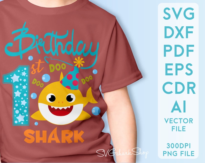 Download Baby shark Birthday SVG clipart 1st birsthday boy Shark ...