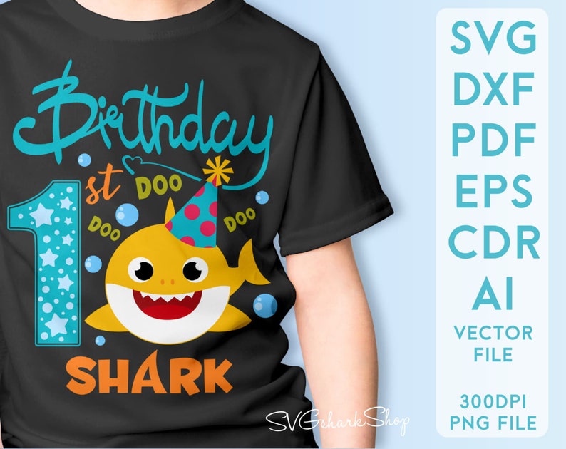 Download Baby shark Birthday SVG clipart 1st birsthday boy Shark SVG | Etsy