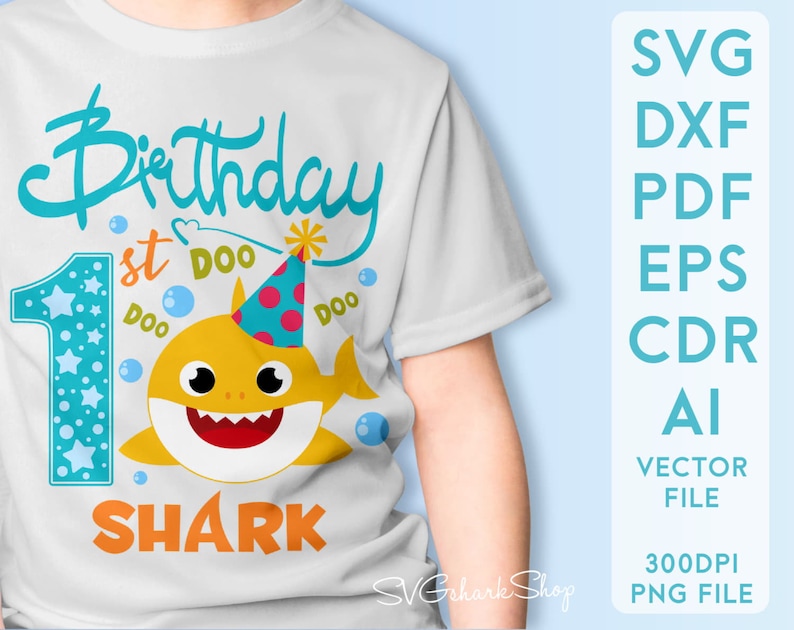 Download Baby shark Birthday SVG clipart 1st birsthday boy Shark ...