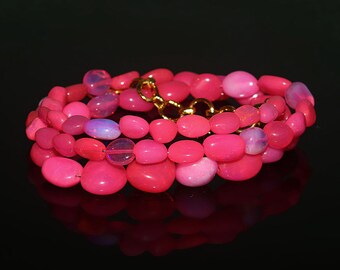 Natural Ethiopian Pink Opal Nugget Necklace - 16 Inches
